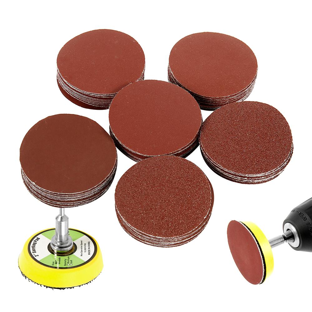 

60pcs 2 In Polishing Pad Alumina Sanding 100-2000 Grit Drill Grinder Rotary Tools Accessories Sanding Paper Disc Pads Quick Chan