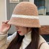 Cappello Donna Autunno Inverno Color Block Peluche Caldo Cappello da Pescatore Circonferenza Testa Grande Mostra il Viso Cappello a Maglia a Strisce Piccole Cappelli e Berretti (Da donna)