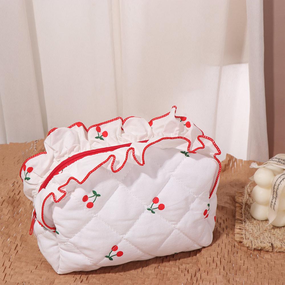 with Zipper Cherry Cosmetic Bag Large Capacity Toiletry Organizer Sweet Cherry Makeup Bag  Travel