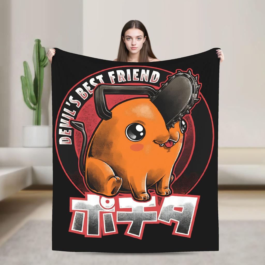 Denji Makima Aki Hayakawa Team Chainsaw Man Warm Blankets Girls Boys Plush Throw Blanket Street Trend Outdoor Flannel Bedsprea