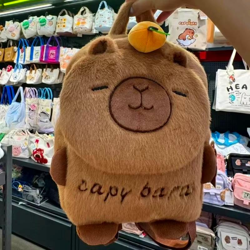 Cute Capybara Plush Backpack Lovelys Fluffy Soft Capibara Crossbody Bag Mobile Phone Bag Shoulder Bag Women's Bags Birthday Gift