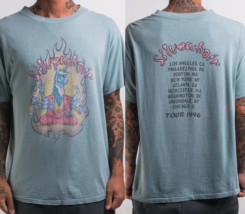 

1996 Silverchair Band Tour TShirt 2 sided Light blue tee Men Women S5XL Unisex T-Shirt S
