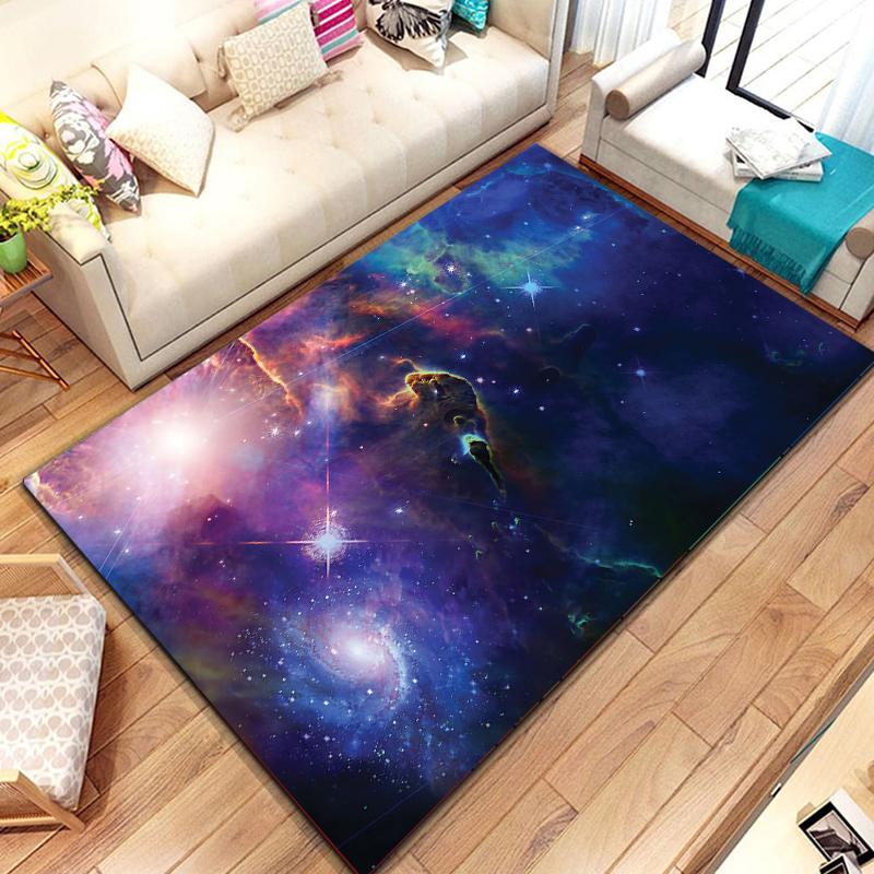 Cosmic Nebula Pattern Carpet Soft Play Mat for Bedroom Livingroom Decor Crawl Mat Christmas Gift Rug Non Slip
