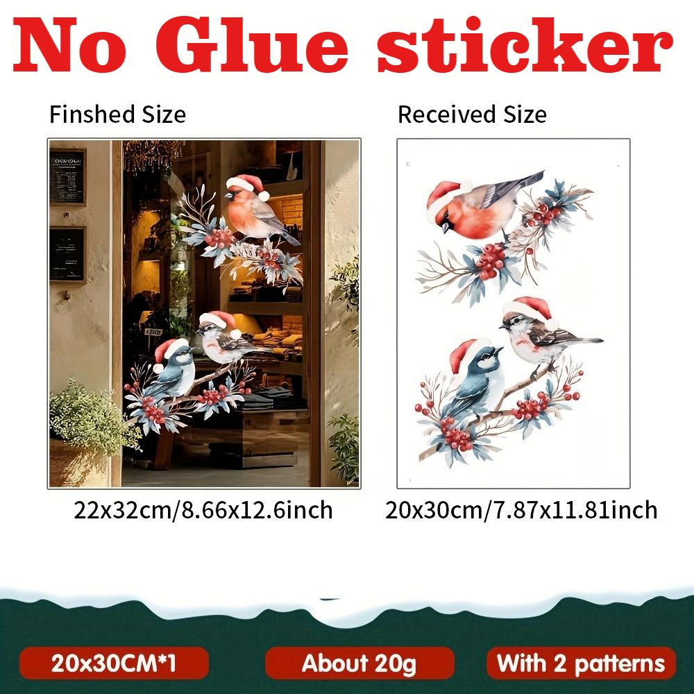 

1Set Christmas Hat Red Berry Branches Bird Static Stickers for Living Room and Bedroom Glass Doors and Windows Home Decoration (as the picture,as picture)