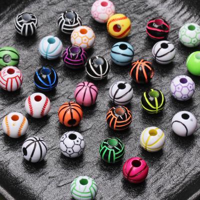 10Pcs Sports Ball 15.5mm Baseball Basketball Football Volleyball Tennis Acrylic Sports Ball Is Suitable For DIY Bracelet Jewelry Making