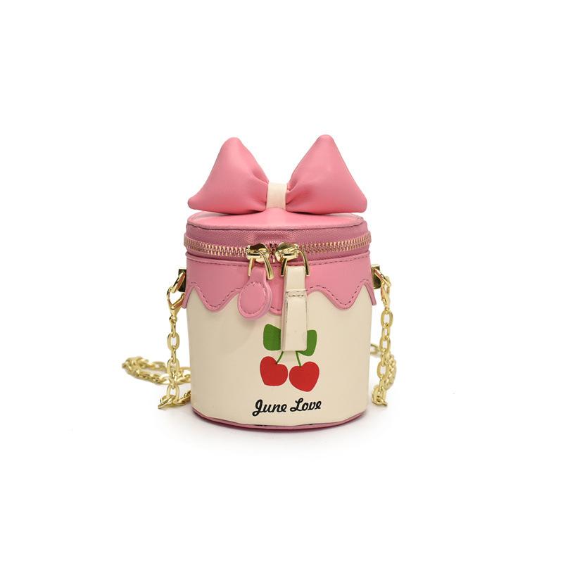 

Fresh and Cute Mini Girl Shoulder Bag with Adorable Bow and Bucket Shape Children s Bag темно-розовый