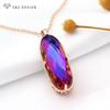 Vintage Elegant Large Oval Crystal Pendant Rose Gold Color Necklace For Women Girls Wedding Luxury Jewelry Gift