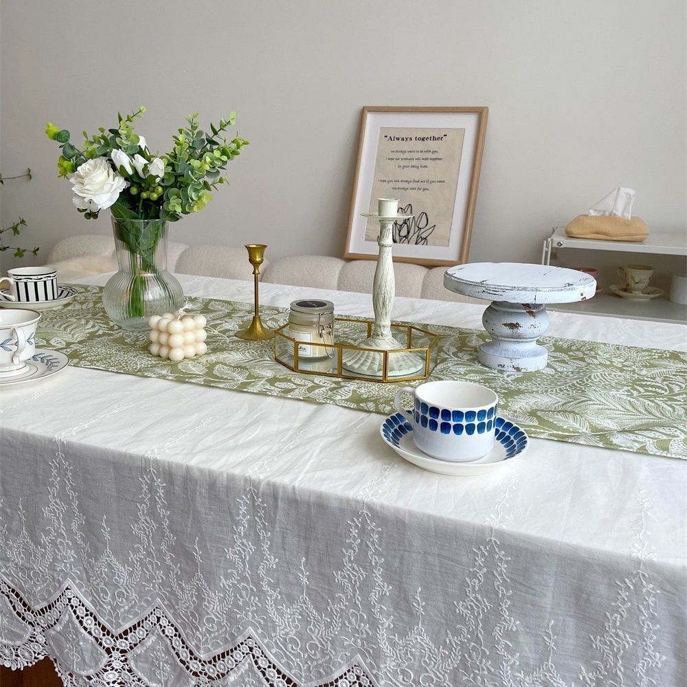 Table Flag Waterproof Plant Flower Ins Retro Dining Table Coffee Table Decorative Fabric Entrance Cabinet Cover