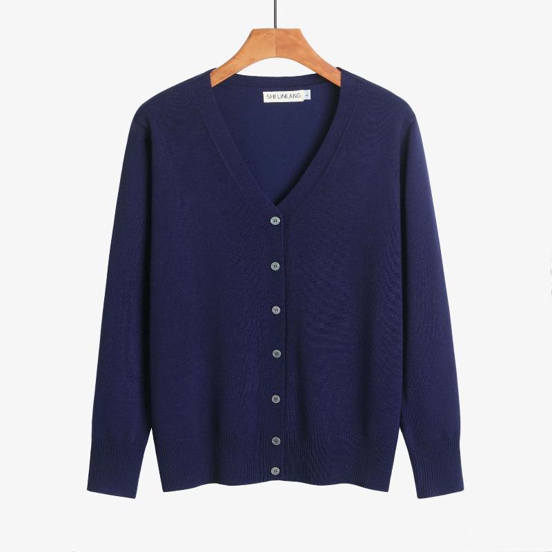 Long-sleeved Knitted Sweater Solid Color Simple Temperament Cardigan with Women's Sweater Jacket