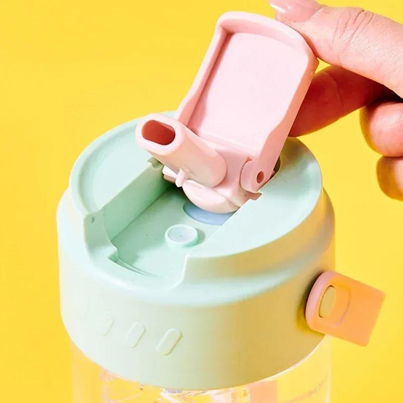 600ml Straw Water Cup with Plastic Strainer Large Capacity Sports Water Bottles High Value Outdoor Camping Handled Drinkware