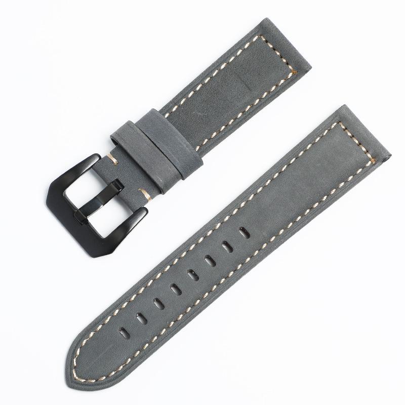 Panerai Mattes Vollnarbiges Rindsleder Vintage Crazy Horse Sport Echtes Leder Uhrenarmband 22/24.