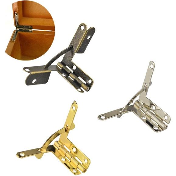 Hinges 10psc/lot Antique Bronze 90 Degree Support Spring Hinge for Wooden Jewelry Box Gift Box Furniture Hardware Accessories 22 * 29cm (Color :