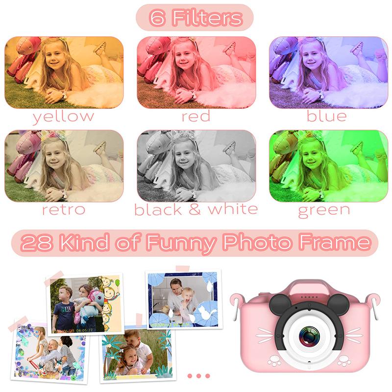 Non-Toxic Kids Camera Hd Digital Video Toddler Camera With Silicone Cover Portable Toy With 32 Gb Sd Card For Children Christmas Birthday Gift