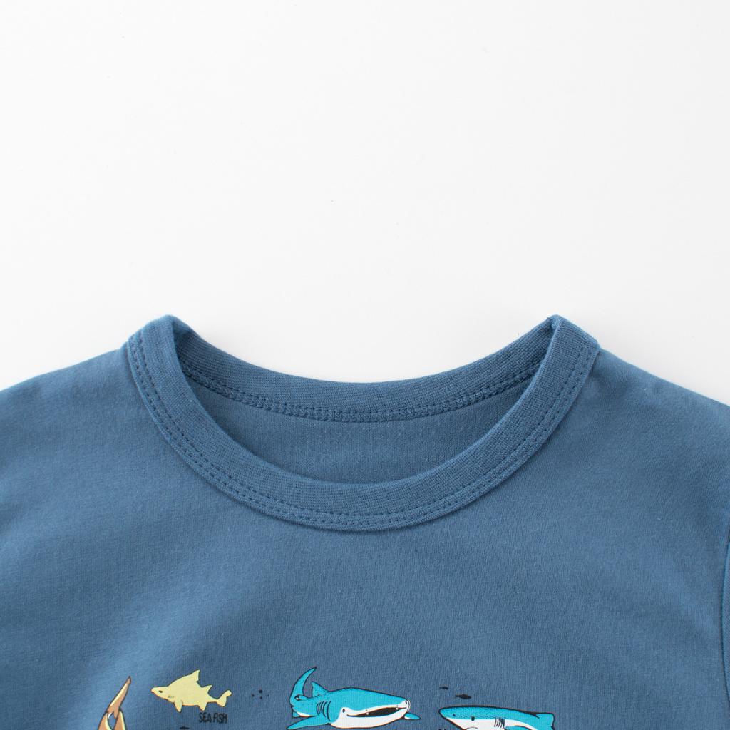 New Children's Clothing Short Sleeved T-shirt for Boys and Babies Shark Clothing Base Shirt