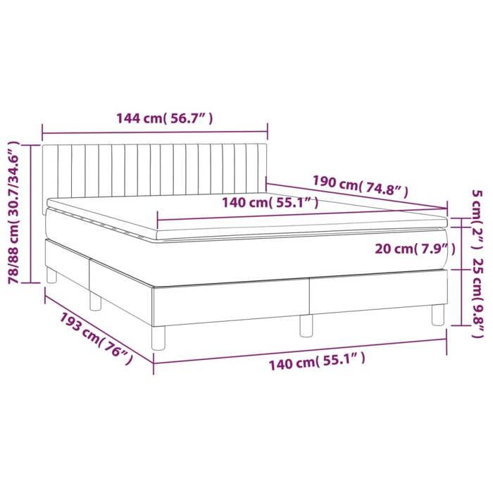 VidaXL Bed Slat Base with Mattress and LED, Upholstered Bed, Double Bed, Adult Bedroom Interior Bed, 3134521