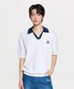 Emelbi Varsity Tuck Knit Open Collar Short Sleeve Knit Ny (Ivory)