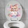 Self-adhesive Cat Wall Decals Cartoon Cartoon Bathroom Mural Creative Cat Toilet Sticke  Toilet Lid