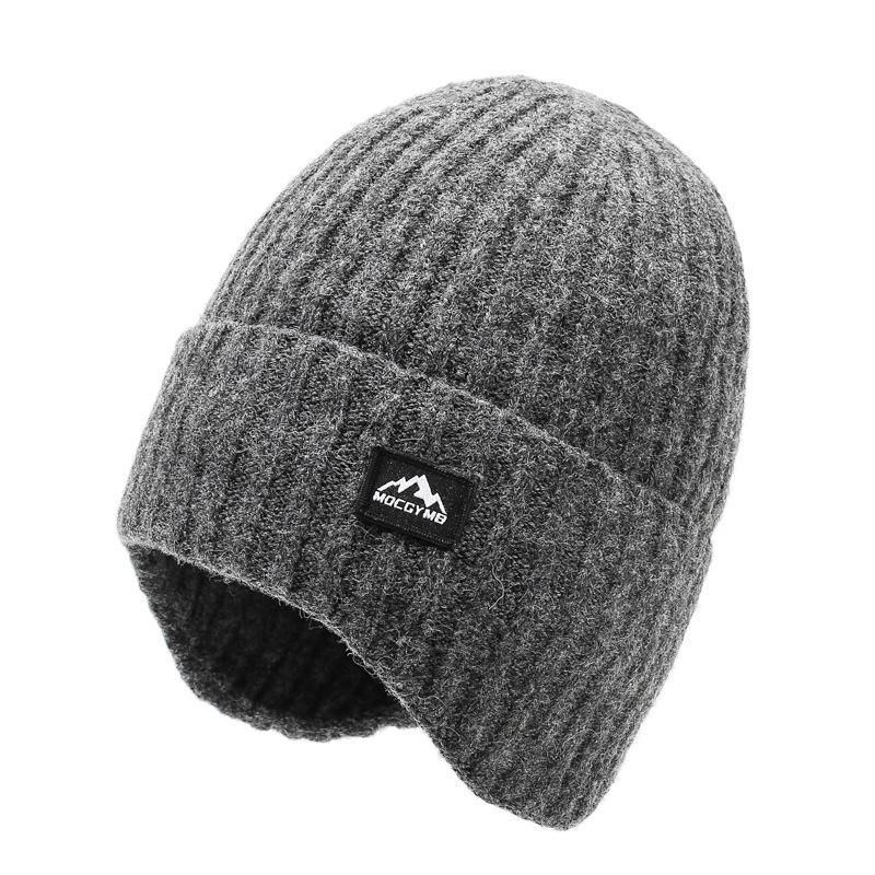 Men's Velvet Hat Warm Ear Protection Thick Wool Knitted Hat Outdoor Cold-Proof Pullover Hat