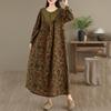 Sukienka bawełniana plus size z długim rękawem w stylu vintage w kwiaty nowość sukienki dla kobiet codzienna luźna wiosenna jesienna sukienka