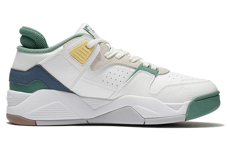 Li Ning Abrasion Resistant Low top Vintage Basketball Shoes Women's White Green AGBS032-2