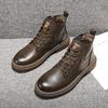 High-quality Leather High-top Shoes 2024 Autumn New Men Casual Shoes Fashionable and Comfortable Outdoor Non-slip Men's Boots 44