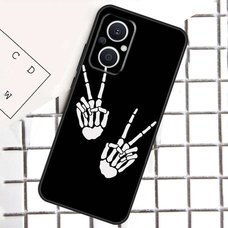 Skeleton Middle Finger Phone Case For OPPO Reno 12F 12 13 11 14 F 10 Pro 8T 7 8 Lite OPPO Find X8 X6 X5 Pro Cover