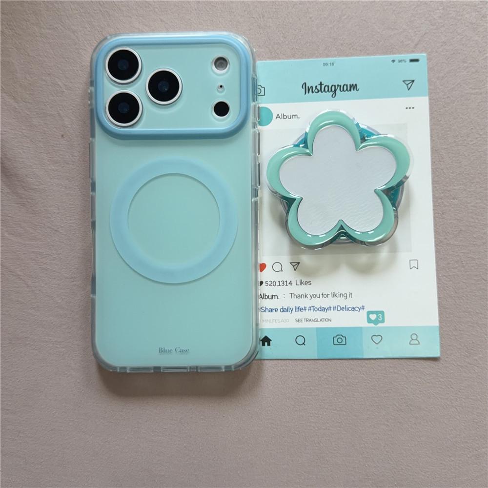 Jade Green Magnetic Floral Stand for iPhone 17 Pro Case Compatible with New 15 Pro 16PM Female