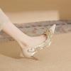 High Heels Women's Summer New Pointed Rhinestone Phoenix Wedding Shoes French Thin Heel Shallow Mouth Single Shoes