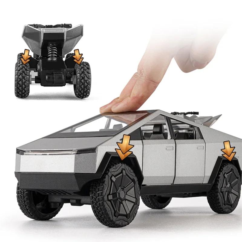 ctkhn3 1/24 Teslas Cybertruck Pickup Alloy Car Model Diecasts Metal Toy Off-road Vehicles Truck Model Simulation Sound Light Kids Gifts
