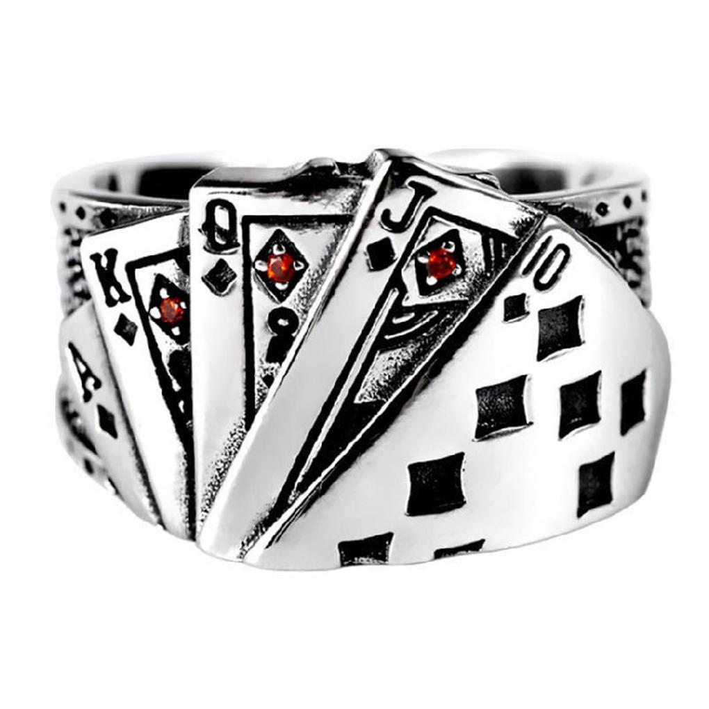 Playing Card Rings Exquisite Hand Adornment Jewelry Decors Unisex Alloy Adjustable Open Fingers Ring Birthday Gift