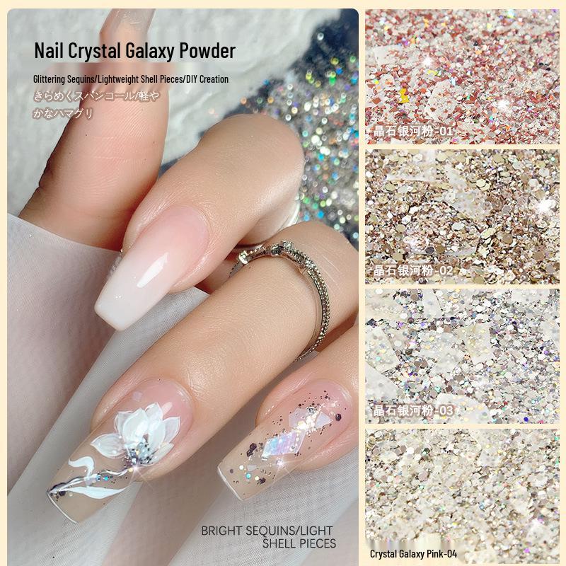 

Galaxy Glitter Crushed Crystal Nail Art Sequins and Shell Pieces