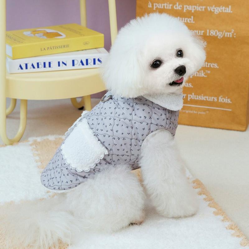Cute Print Dog Down Jacket Soft Plush Dog Clothes Luxury Puppy Jacket Coat Winter Warm Cat Vest Cozy Pet Overcoat Bichon Apparel