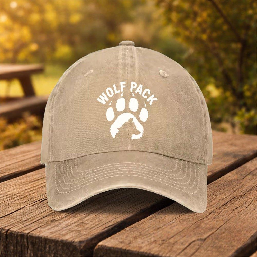 Wolf Pack Paw Print Baseball Cap Unisex Duckbill Hat for Outdoor Sports Fitness Travel