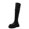 Sexy Frauen Hohe Stiefel Herbst Neue Plattform Leder Goth Schuhe Mode Klobigen Über Das Knie Stiefel Neue Winter Lange Botas mujer