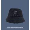 Embroidered Cartoon Bear Lamb Velvet Fisherman Hat Korean Style Trendy Winter Travel Versatile Warm Fashionable Sweet Pot Hat