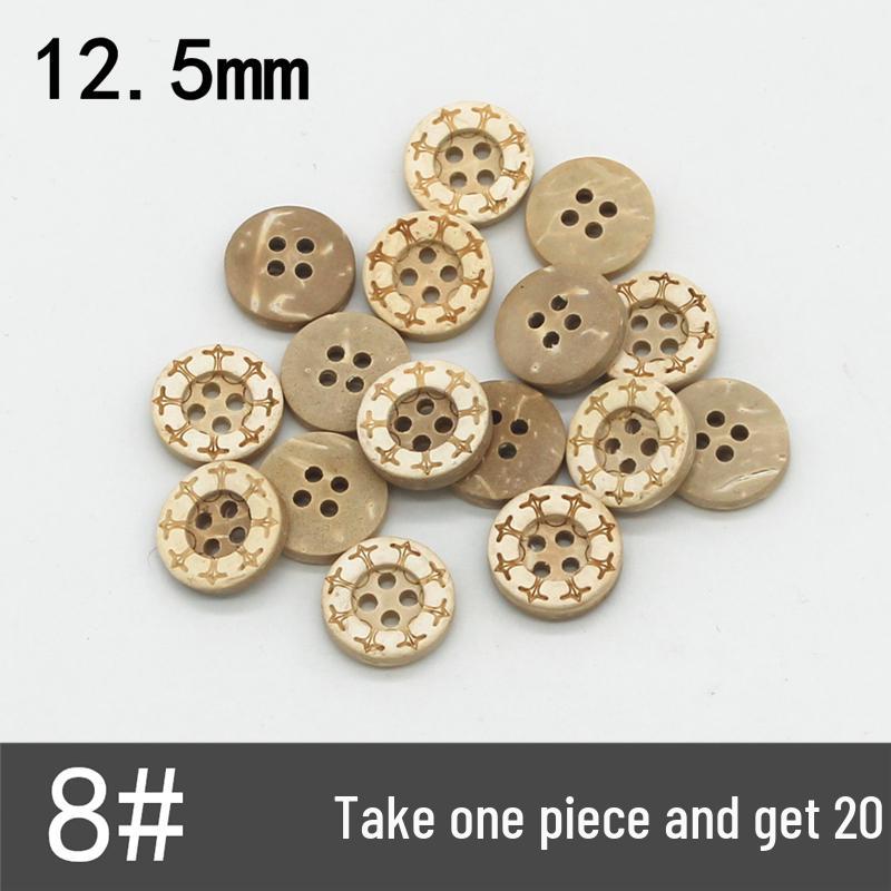 Natural Retro Coconut Shell Round Buttons for Children's Clothing