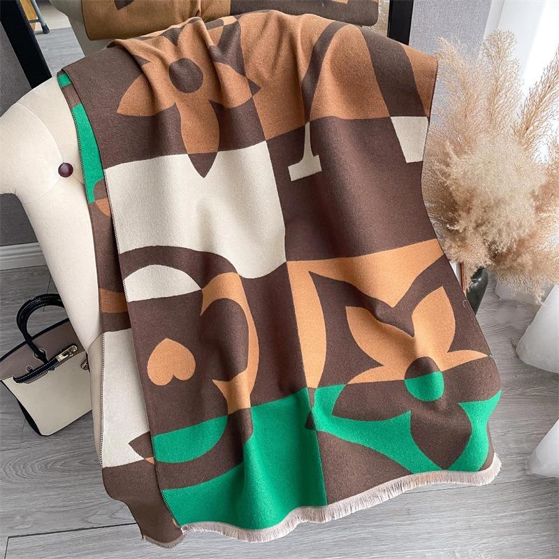 Camellia cashmere scarf women's winter senior sense versatile thickened warm scarf air conditioner shawl