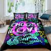 Boho Hippie Psychedelic Flowers Duvet Cover Colorful Peace Sign Bedding for Boys Girls Women Bedroom Decorative Rainbow Tie Dye