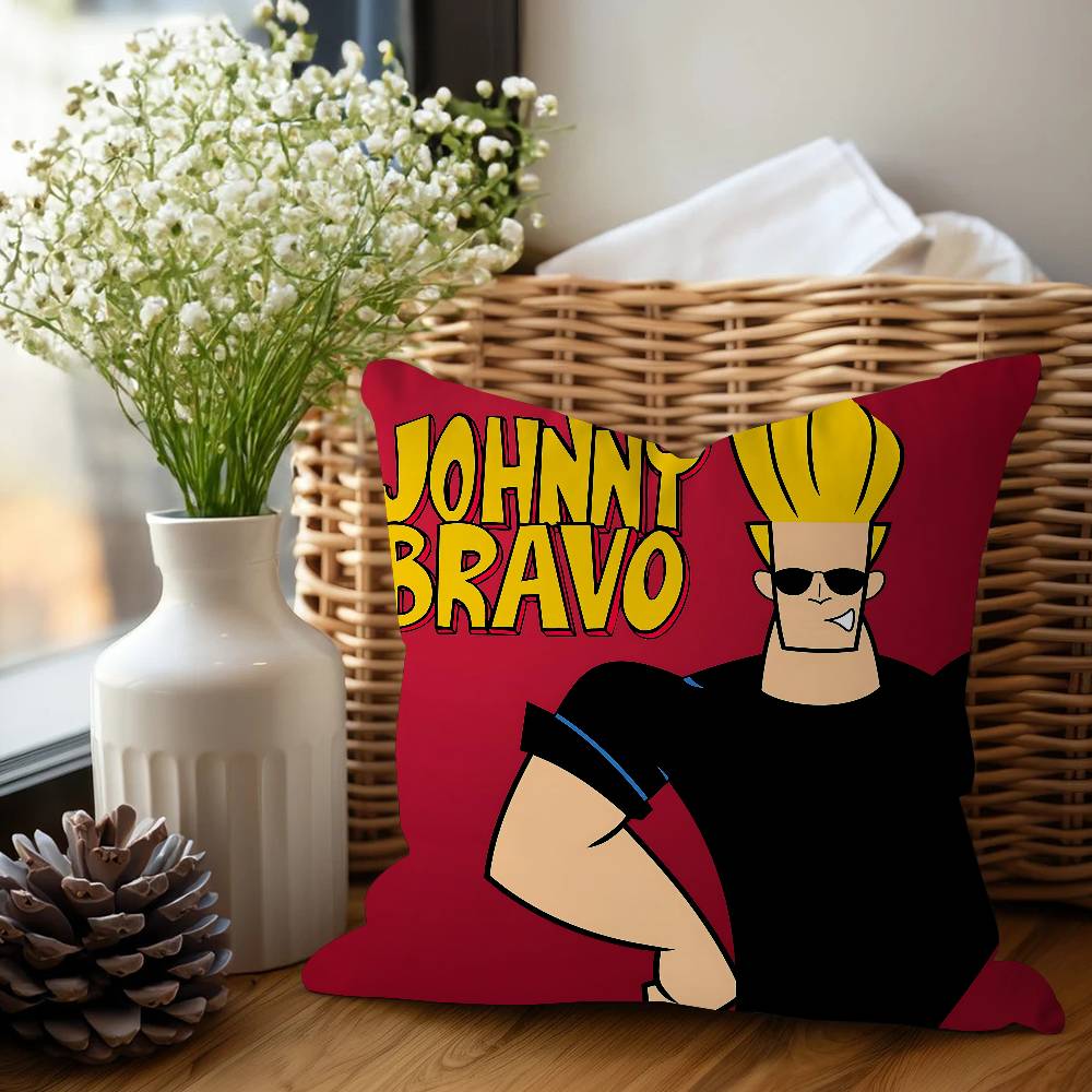 Cartoon J-Johnny Bravo Cushion Cover Inches Farmhouse Decor Home Throw Pillow Covers For Couch Decorations