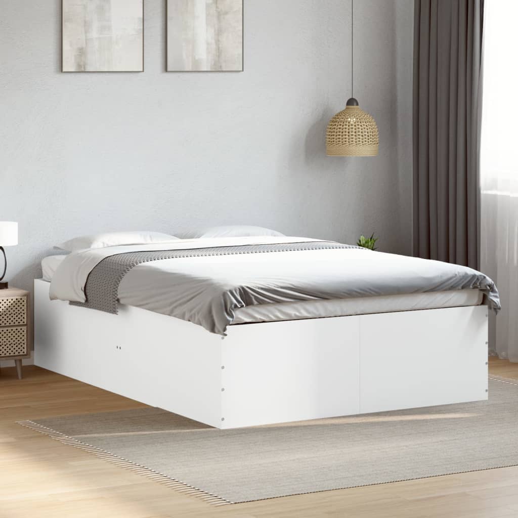 White Bed Frame 140 X 200 Cm Particleboard