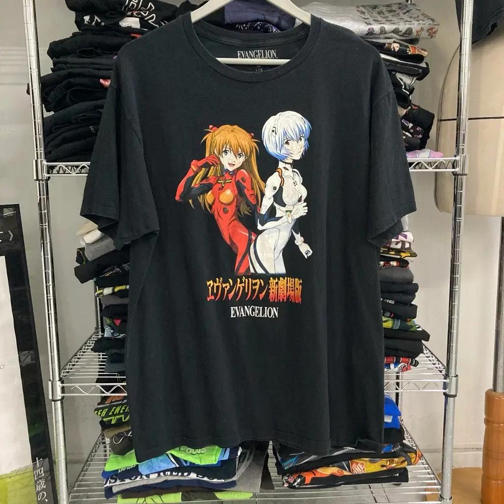 Neon Genesis Evangelion Vtg 90s Basic Black Cotton Shirt Men Women WA2579