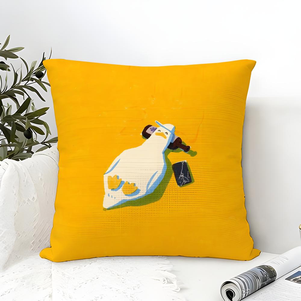 Funny And Surprising Duck Pattern Pillow Case Cotton Linen Fabric Square Zipper Pillowcase Home Decorative Living Room