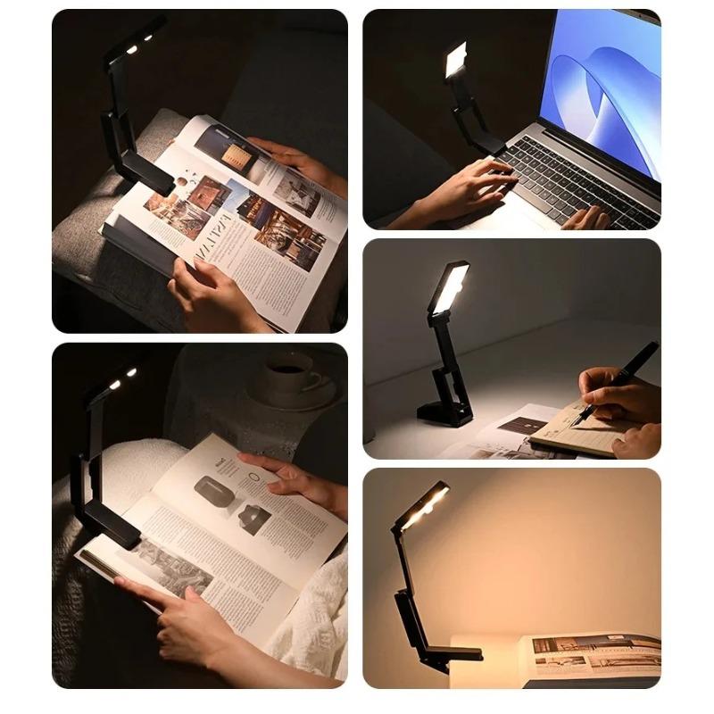Rechargeable Book Light LED Clip Reading Light 180°Foldable,Portable Clip On Reading Lamp 3 Colors Eye Protection Desk Lamps