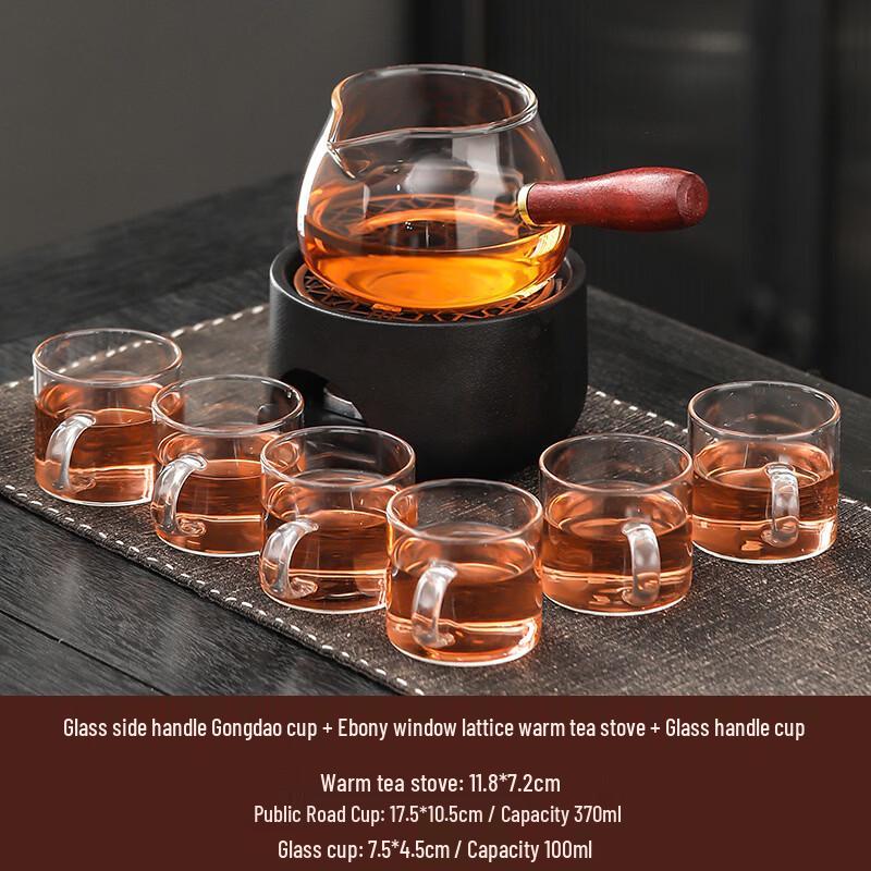 Black Pottery Tea Warmer Stove Set