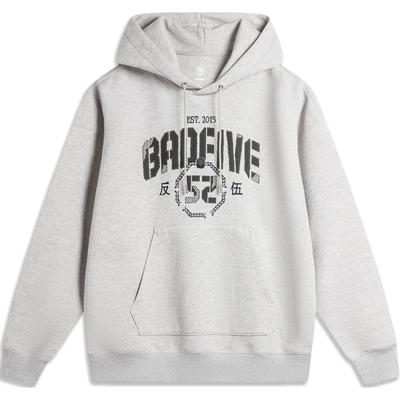 Li Ning Badfive Sudadera con Capucha de Manga Larga para Hombre Sudadera Flor-Gris Gota de Agua-Gris AWDU263-8