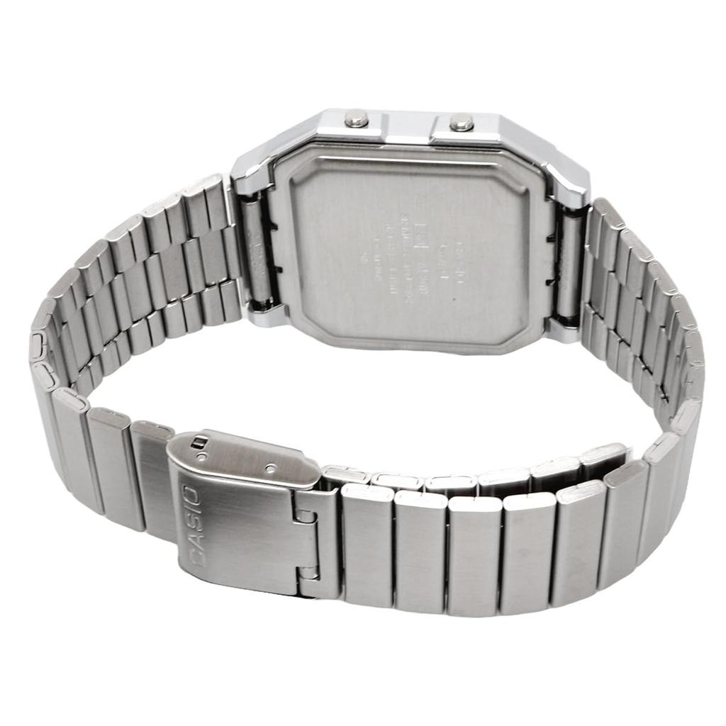 Casio Standard Vintage Series Silver and Overseas Model Analog-Digital Watch, A130WE-1A, Unisex, Black, [Used]