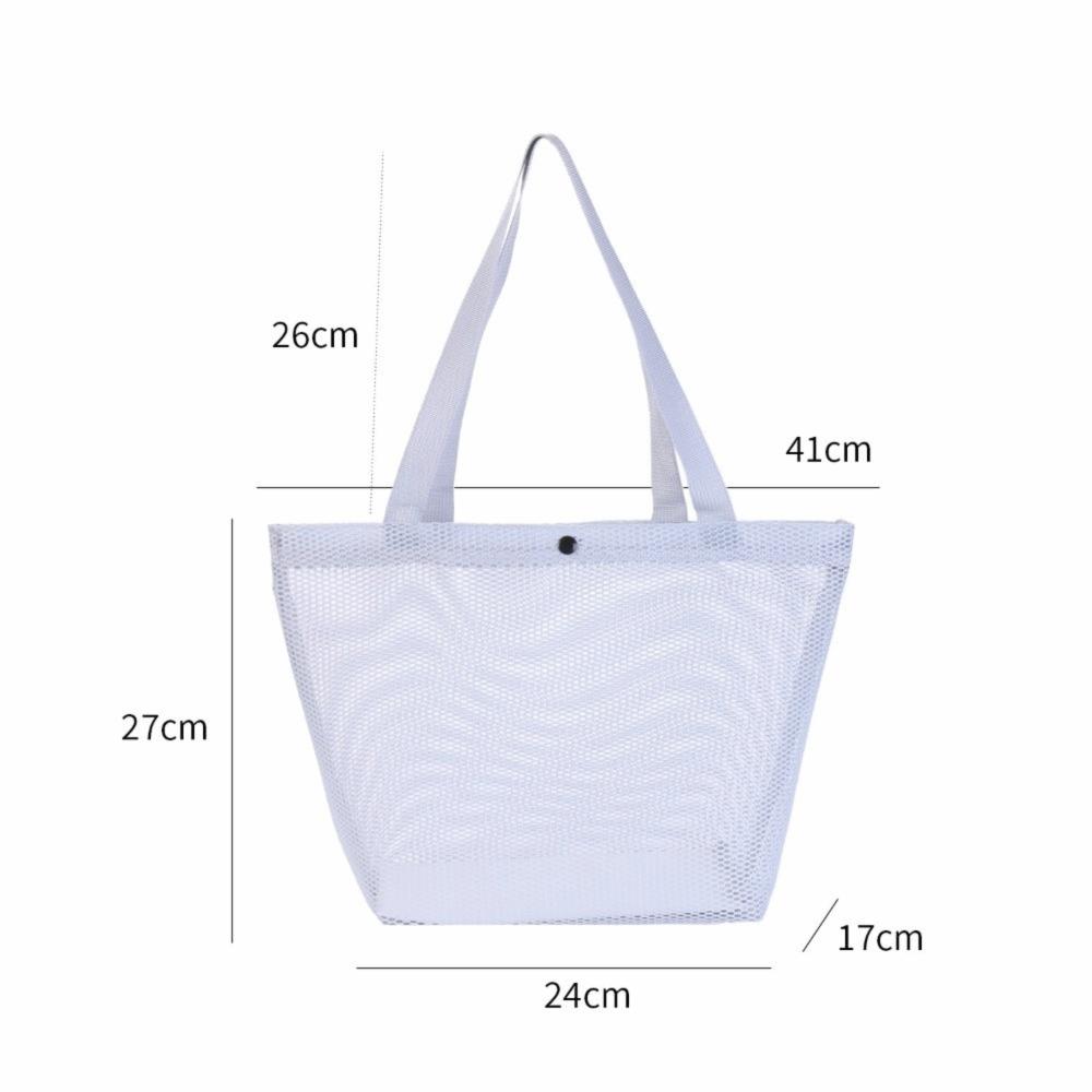 Simple Mesh Beach Bag Reusable Large Capacity Mesh Storage Bag Breathable Tote Bag Travel Grocery Swimming Organizer
