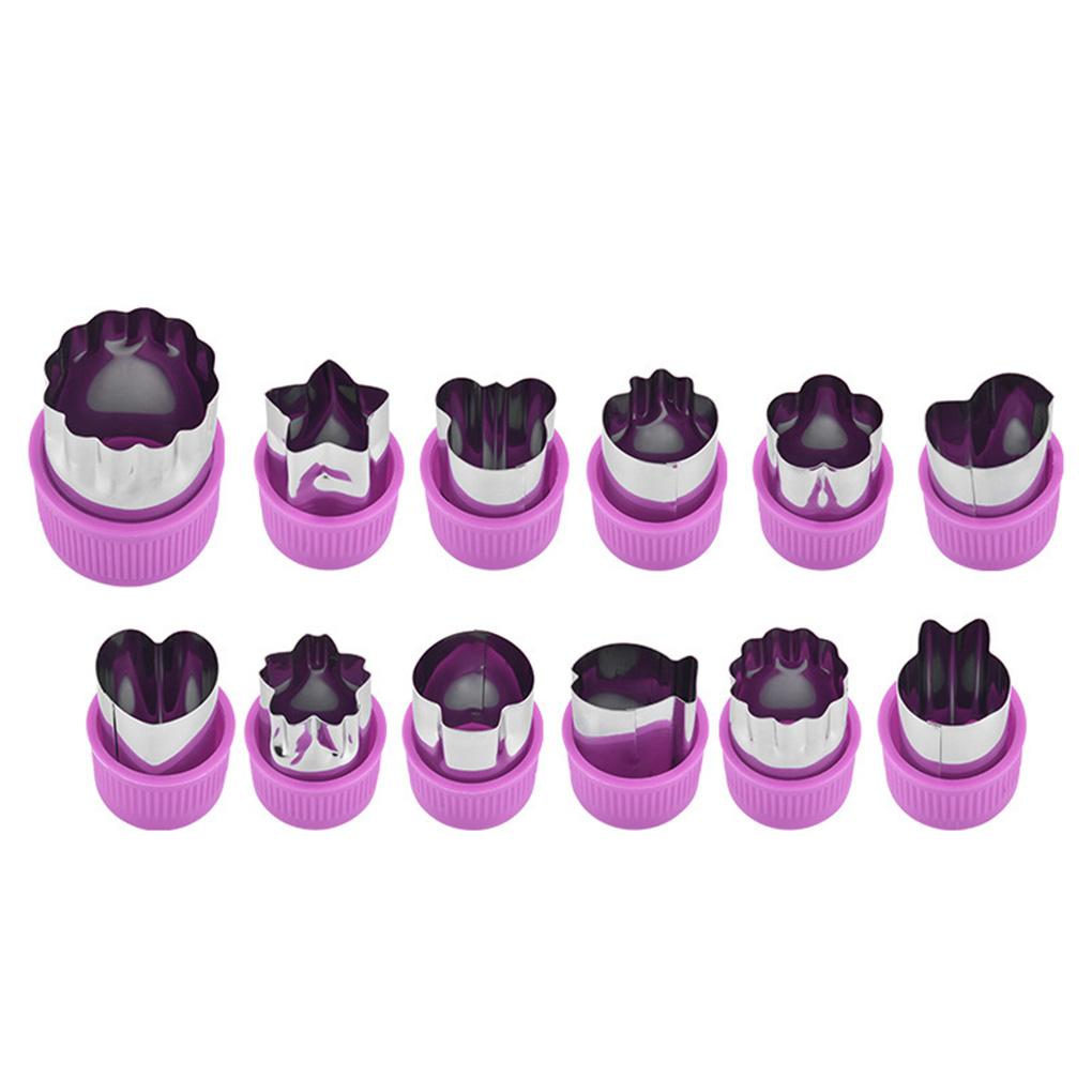 12pcs Rustproof Wear-resistant Baking Mould Biscuit Mold Reusable Vegetable Shape Sculpture Tools with Plastic Shell
