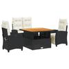 VidaXL Ensemble à Manger de Jardin avec Coussins 4 pcs, Table de Terrasse, Meubles de Patio, Mobilier d'Extérieur, Noir 3277381