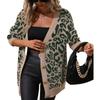 Womens Oversized V-Neck Leopard Print Knit Cardigan Long Sleeve Casual Sweater Winter